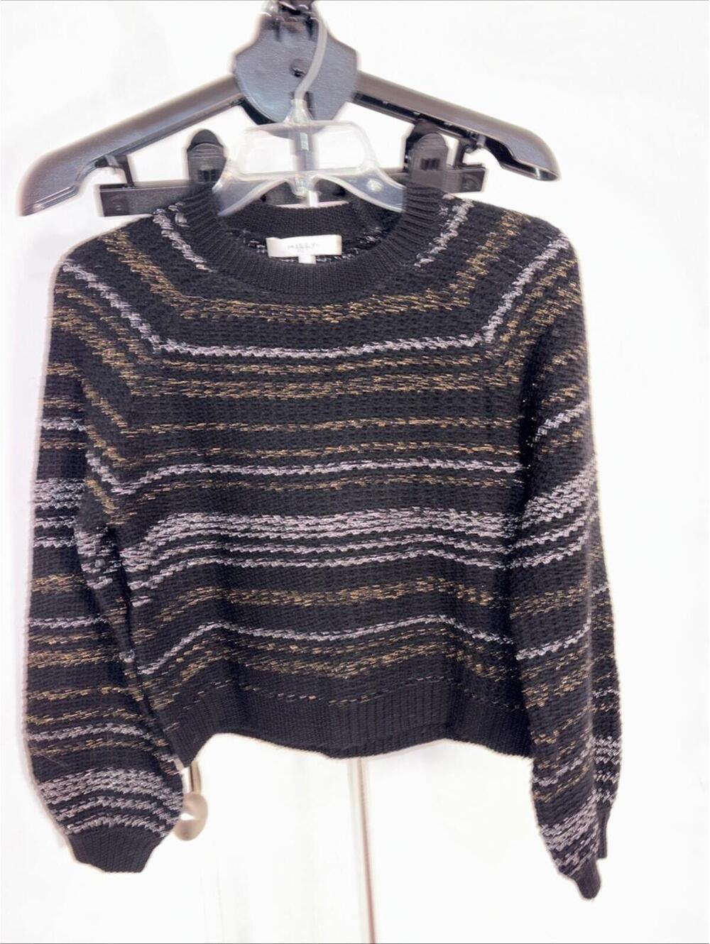 Milly metallic thread sweater size Small Cropped Boxy Puff Merino Wool - Picture 1 of 11